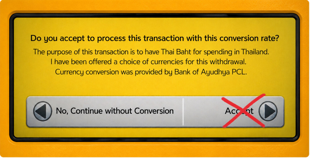 Val mellan conversion och without conversion i bankomat